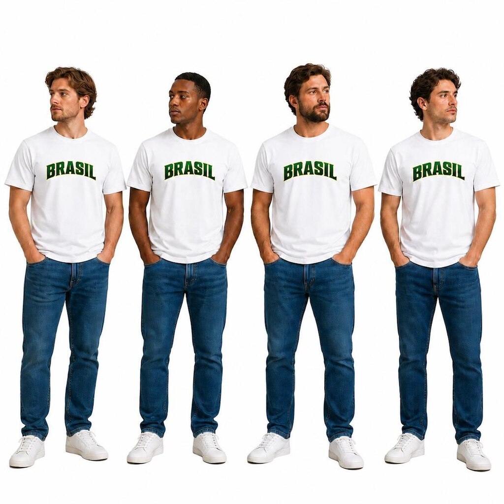 Kit 4 Camisetas Estampada Brasil Masculina Algodão Dtf Camisa Premium Original