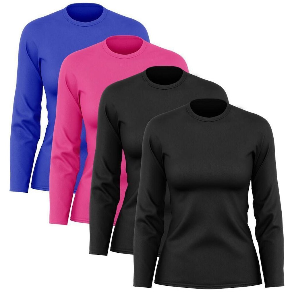 Kit 4 Camisetas Feminina Manga Longa Proteção Solar UV