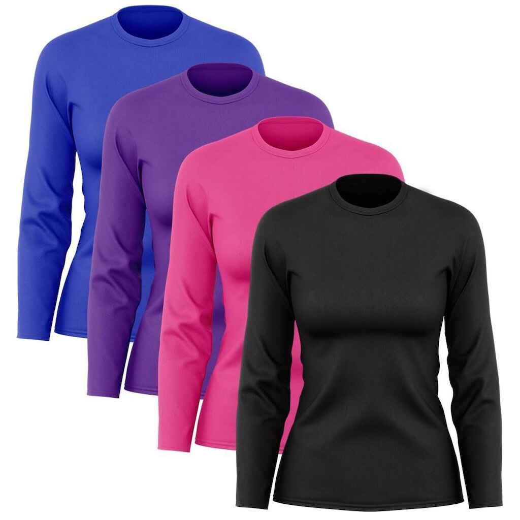 Kit 4 Camisetas Feminina Manga Longa Proteção Solar UV