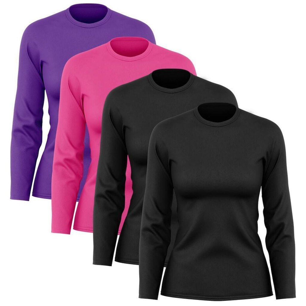 Kit 4 Camisetas Feminina Manga Longa Proteção Solar UV