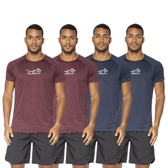 Kit 4 Camisetas Fluid Move Dry Alpha Co Masculina