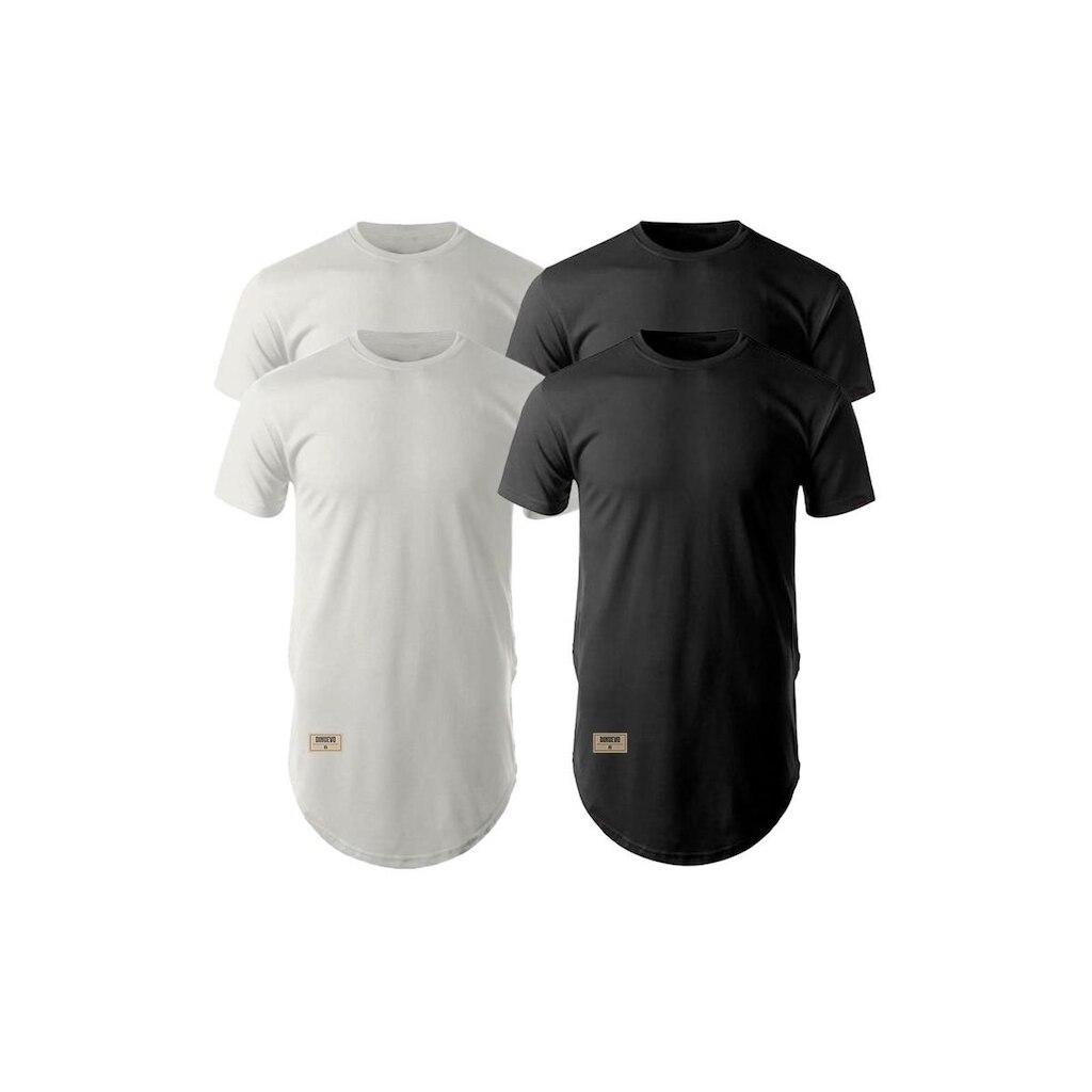 Kit 4 Camisetas Longline Alemano Branca e Preta Algodão