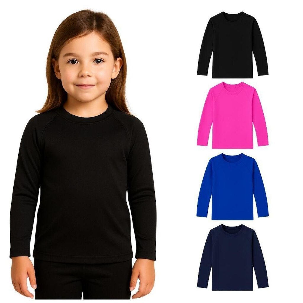 Kit 4 Camisetas Manga Longa Infantil Menina Proteção Solar