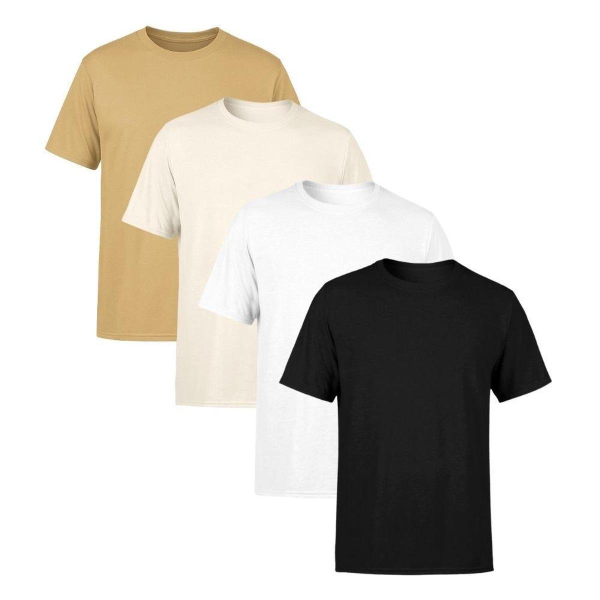 Kit 4 Camisetas Masculina Lisa Premium 100% Algodão