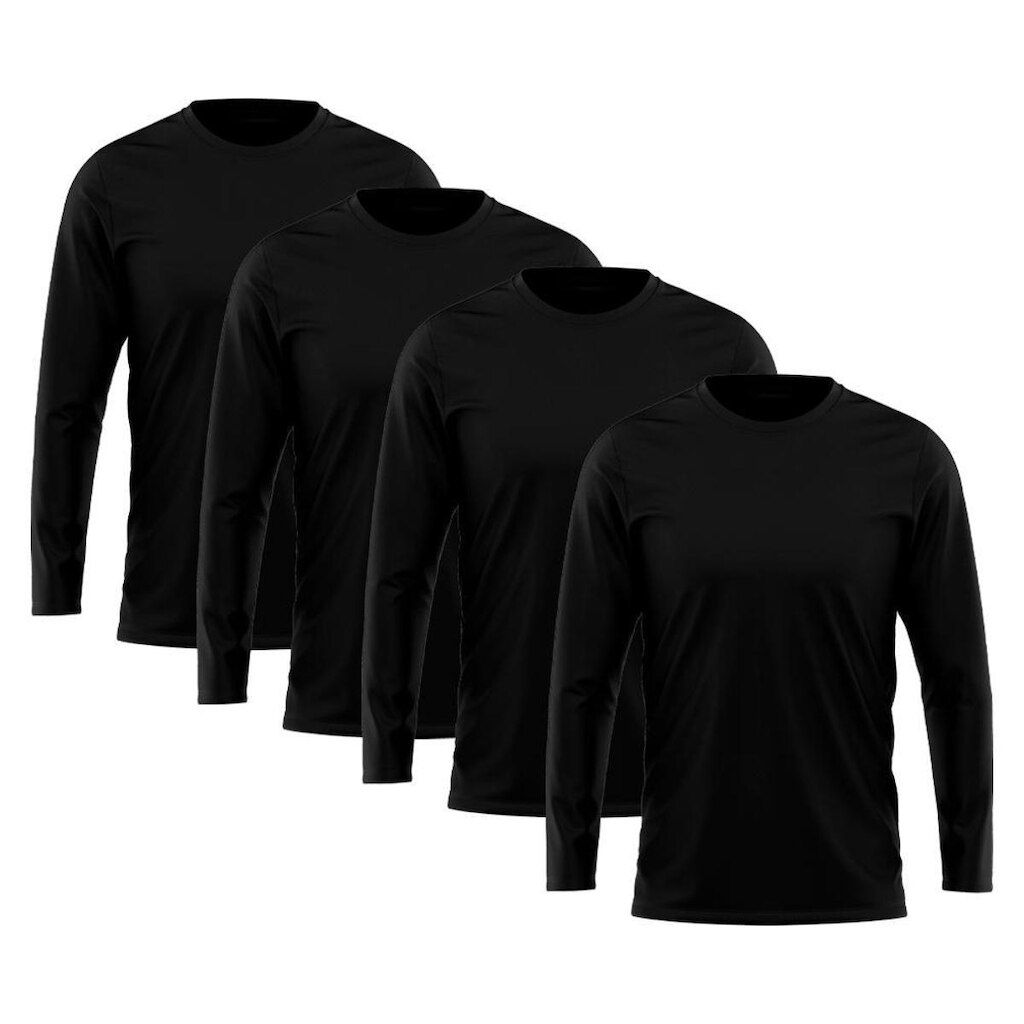 Kit 4 Camisetas Masculina Manga Longa Algodão Premium