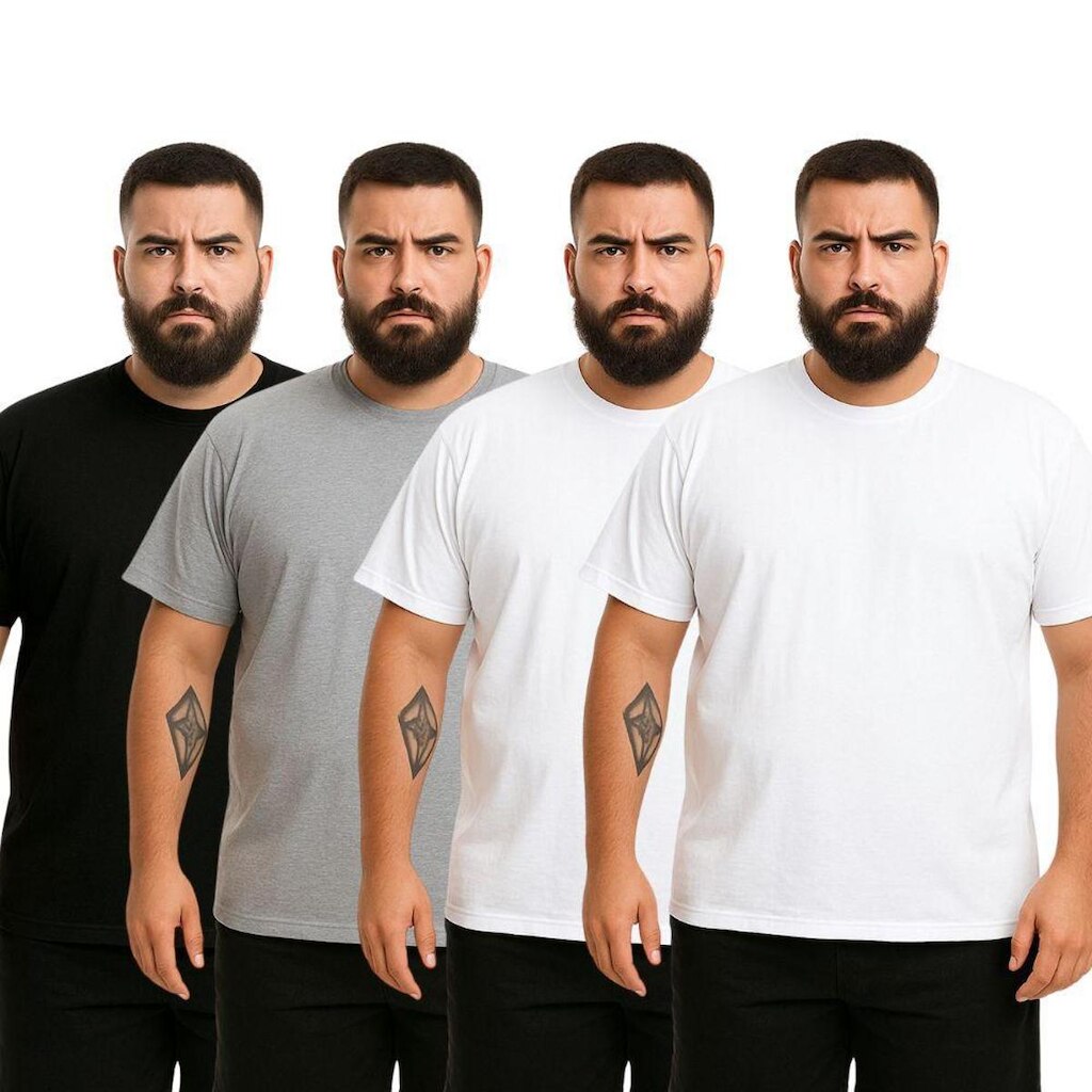 Kit 4 Camisetas Masculina Plus Size Lisa Algodão Premium
