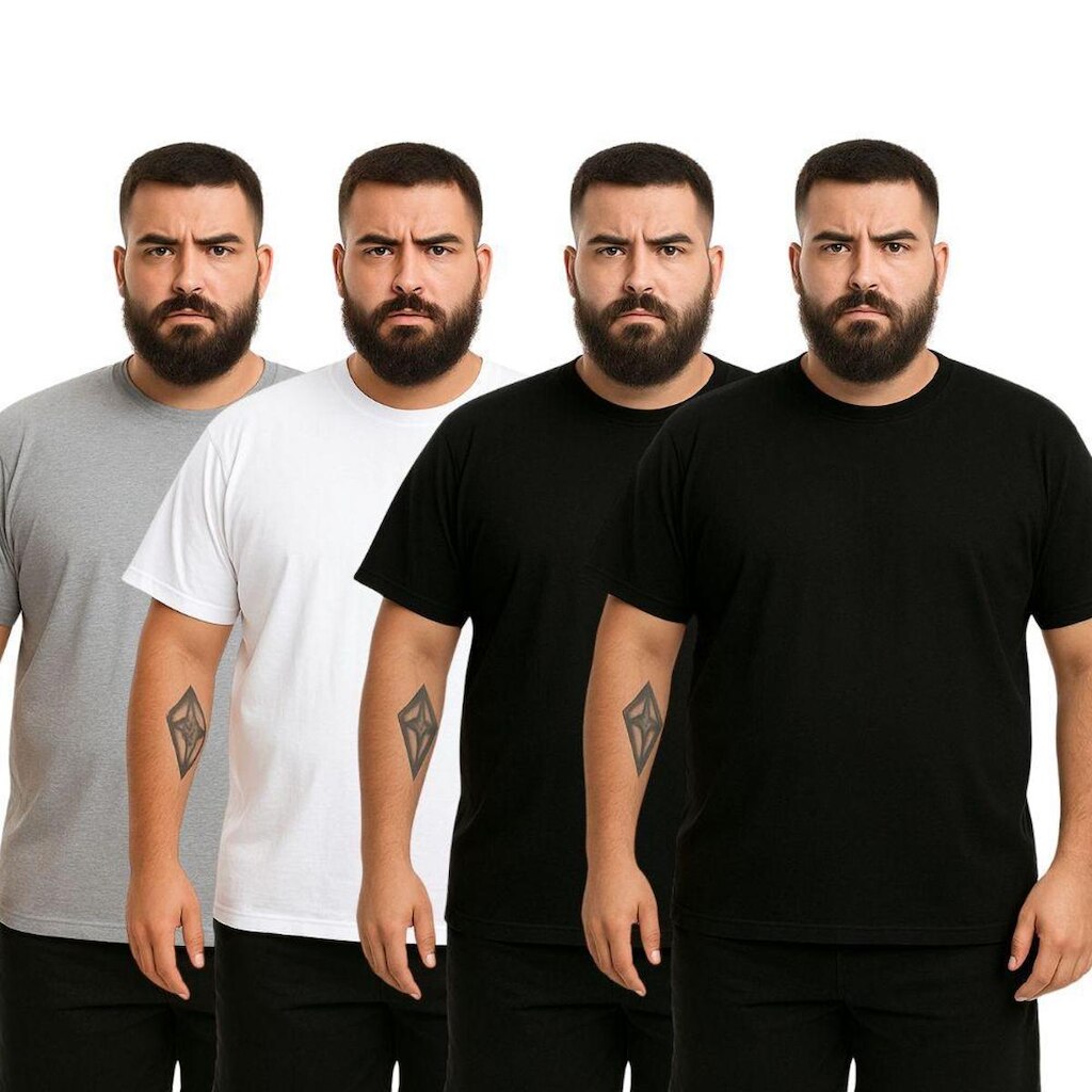 Kit 4 Camisetas Masculina Plus Size Lisa Algodão Premium