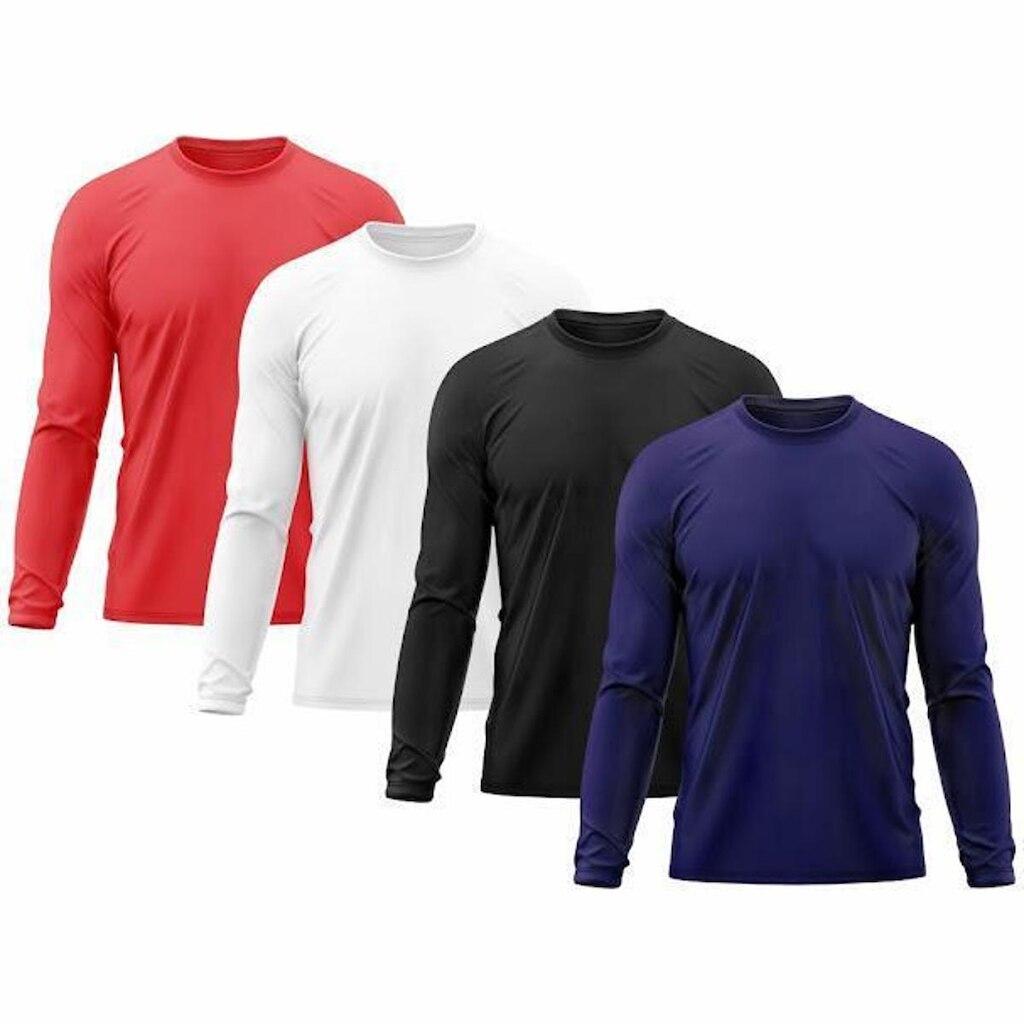 Kit 4 Camisetas Masculinas Proteção Uv Dry Manga Longa