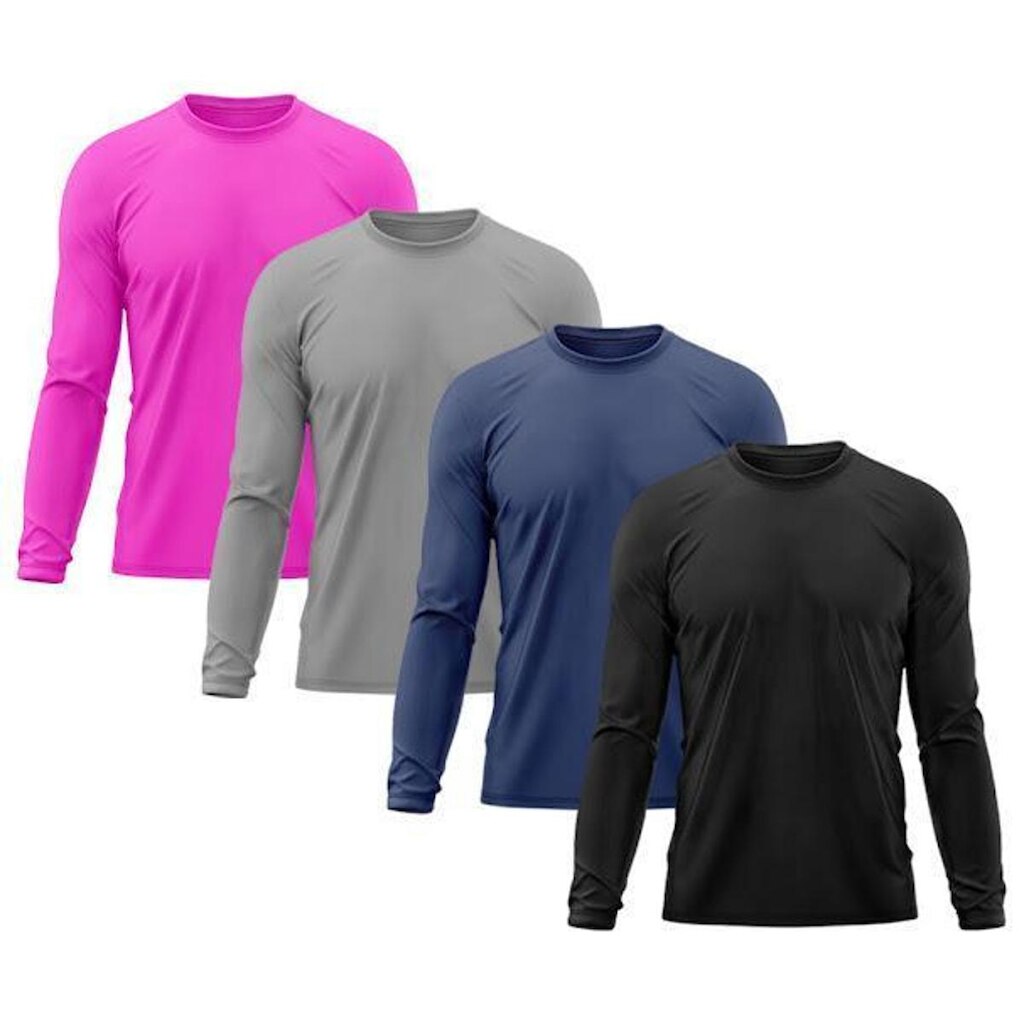 Kit 4 Camisetas Masculinas Proteção Uv Dry Manga Longa