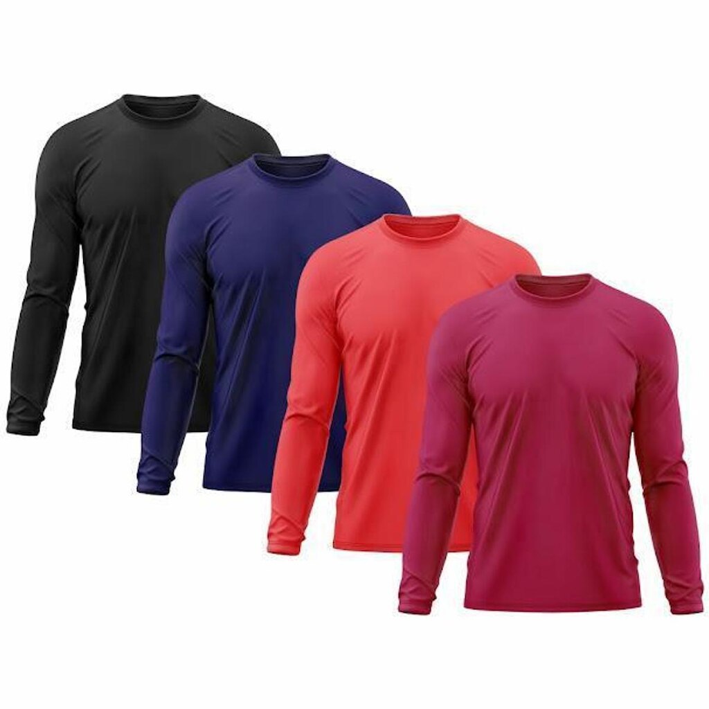 Kit 4 Camisetas Masculinas Proteção Uv Dry Manga Longa