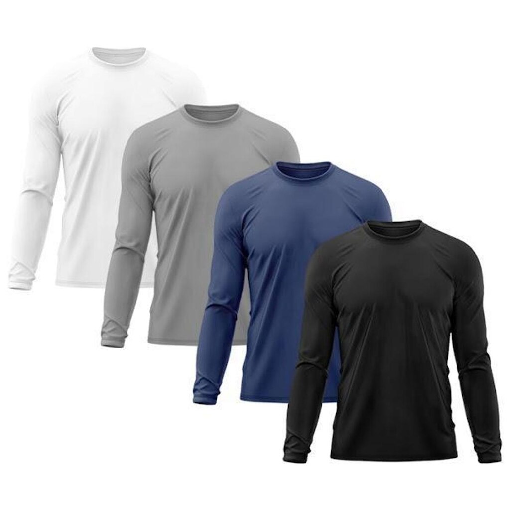 Kit 4 Camisetas Masculinas Proteção Uv Dry Manga Longa