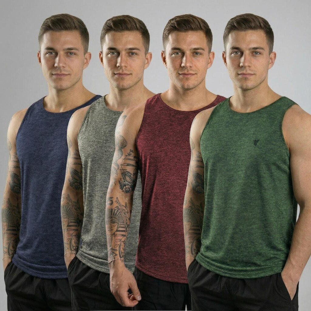 Kit 4 Camisetas  Masculinas Regata Dry Passeio e Treino