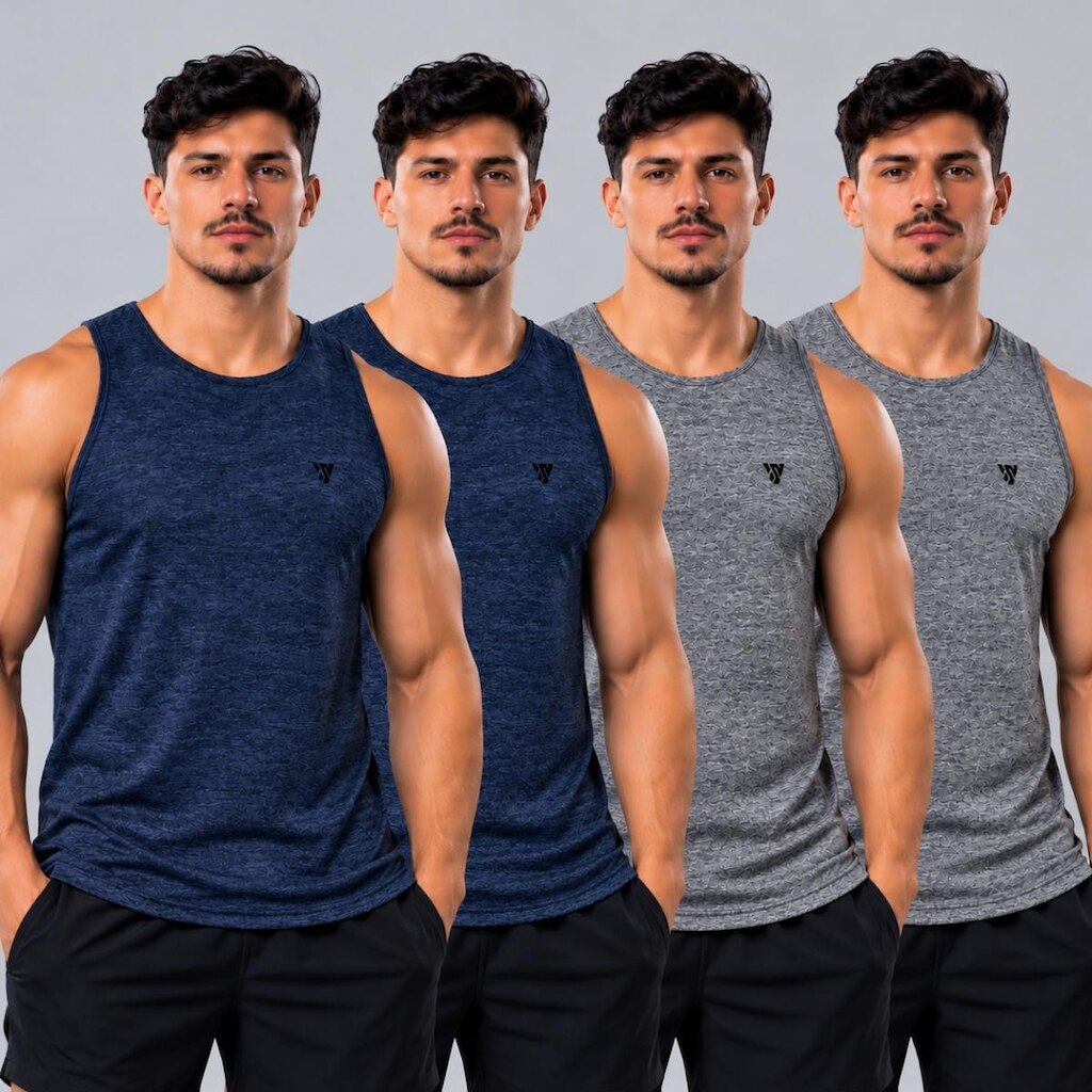 Kit 4 Camisetas  Masculinas Regata Dry Passeio e Treino