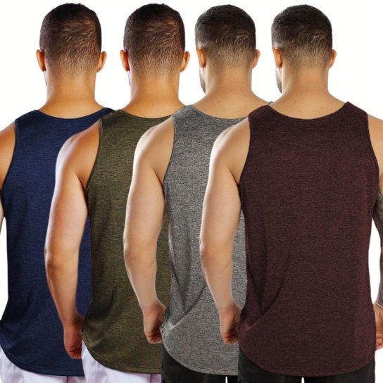Kit 4 Camisetas  Masculinas Regata Dry Passeio e Treino