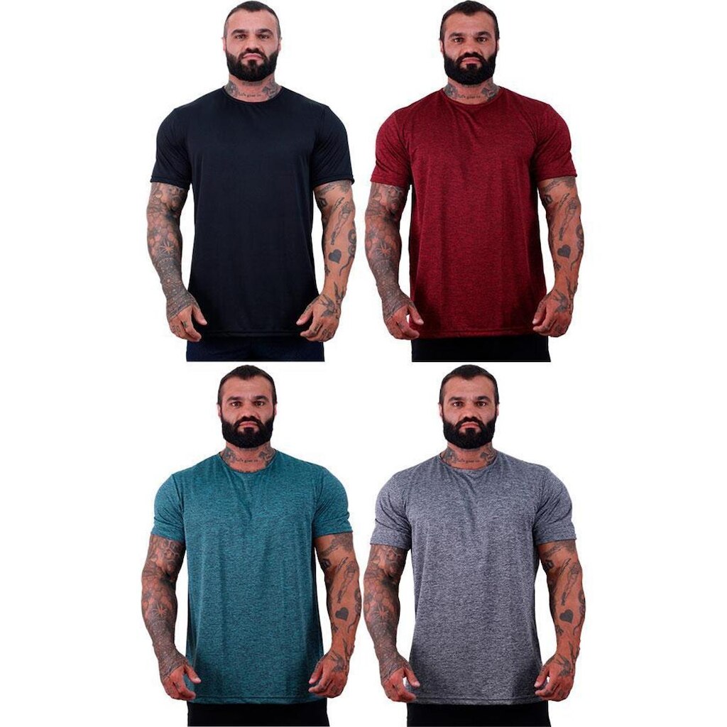 Kit 4 Camisetas Tradicional MXD Conceito Dry 100% Poliéster Rajado
