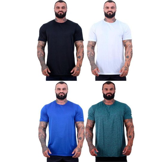 Kit 4 Camisetas Tradicional MXD Conceito Dry 100% Poliéster Rajado