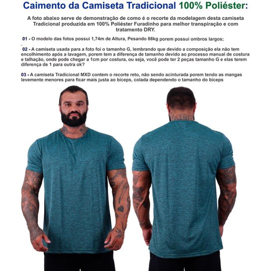 Kit 4 Camisetas Tradicional MXD Conceito Dry 100% Poliéster Rajado