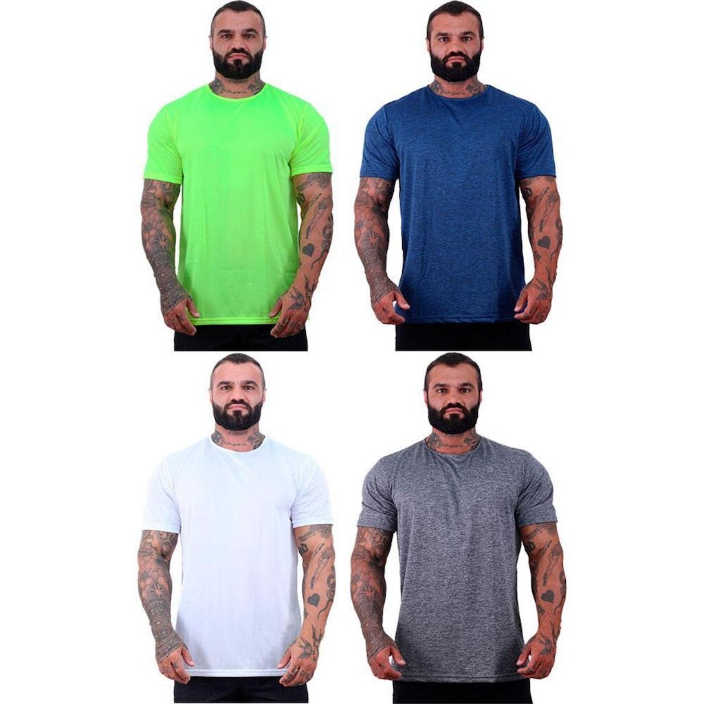 Kit 4 Camisetas Tradicional MXD Conceito Dry 100% Poliéster Rajado