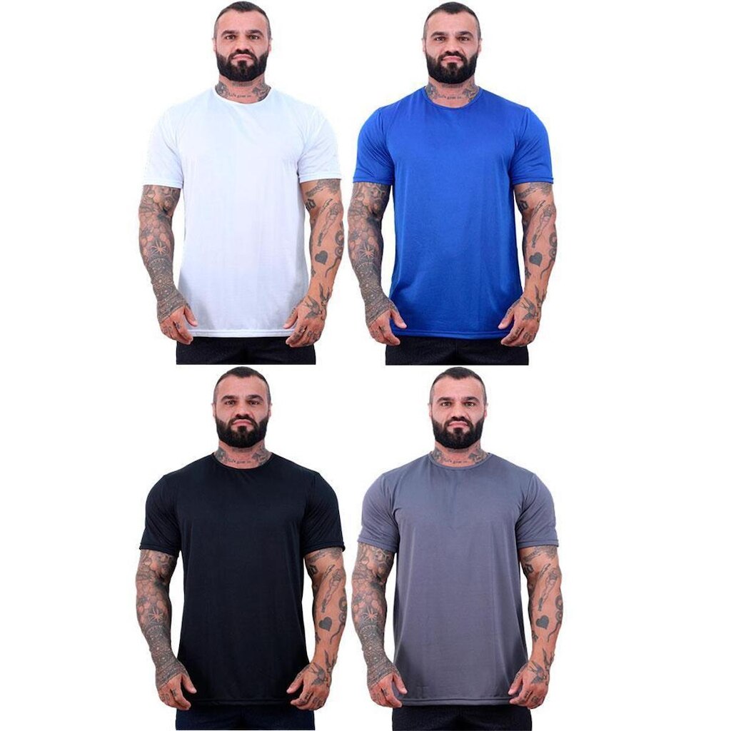 Kit 4 Camisetas Tradicional MXD Conceito Dry 100% Poliéster Rajado