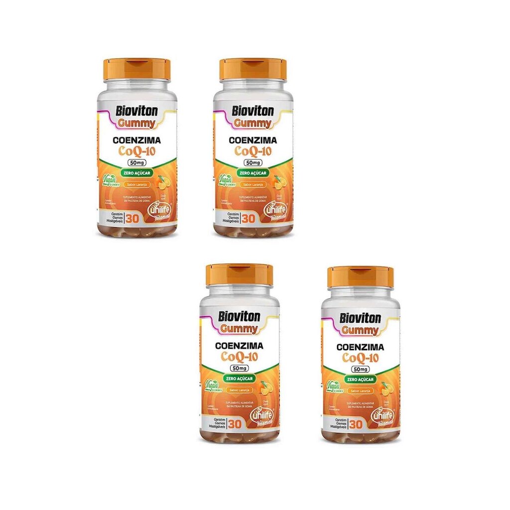 Kit 4 Coenzima Coq-10 Gummy 4x30 Gomas De Laranja Unilife