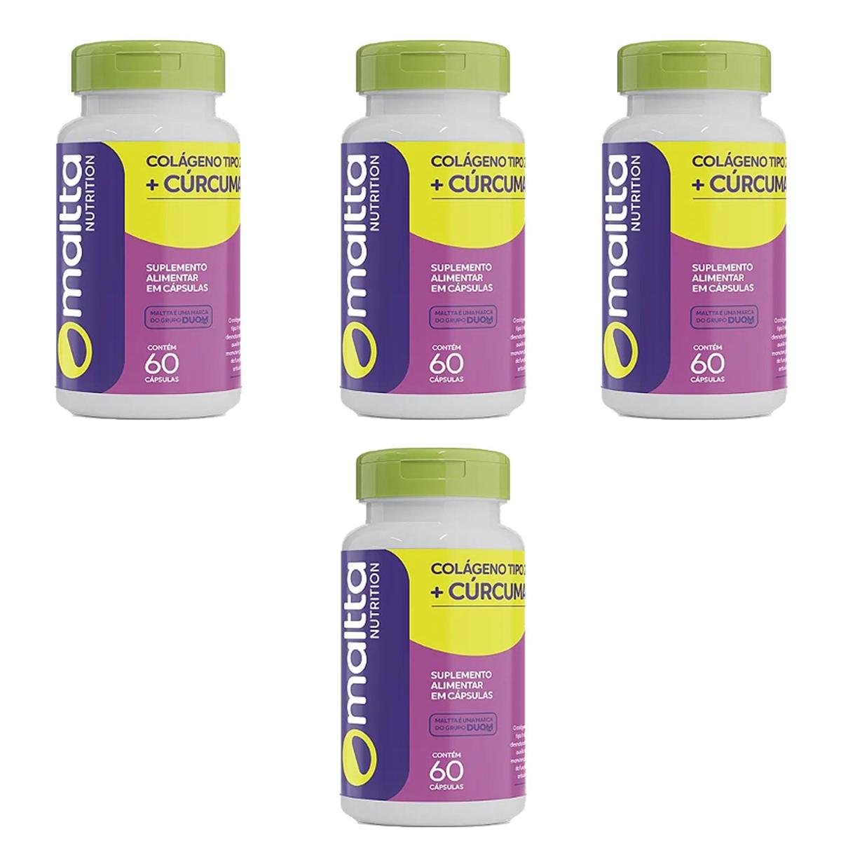 Kit 4 Colágeno Tipo 2 + Cúrcuma 4x60 cápsulas Maltta