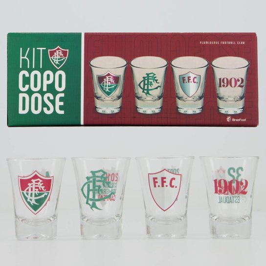 Kit 4 Copos Dose Fluminense - Vermelho Menor preço em Kit 4 Copos Dose Fluminense - Vermelho