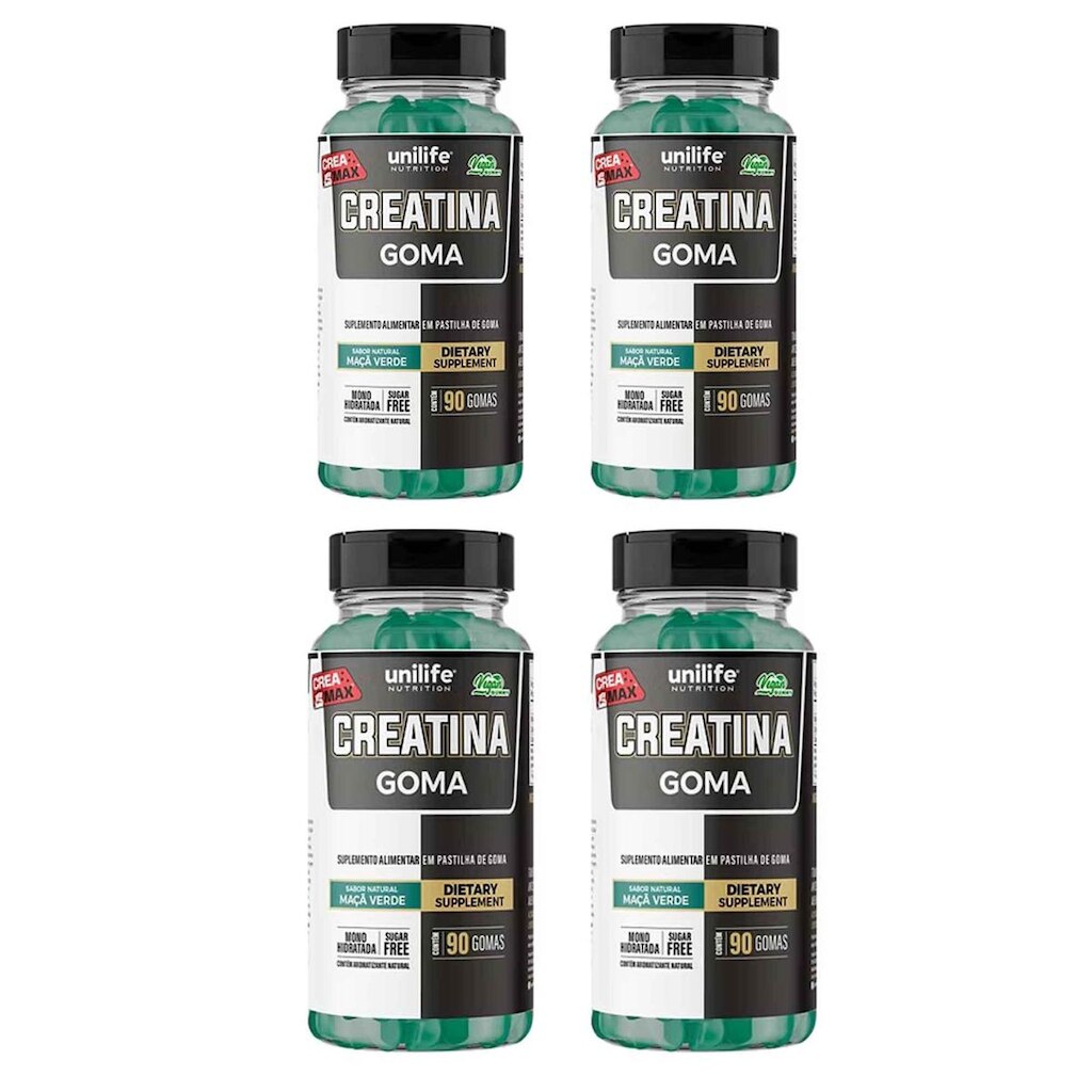 Kit 4 Creatina goma 4x90 gomas Unilife