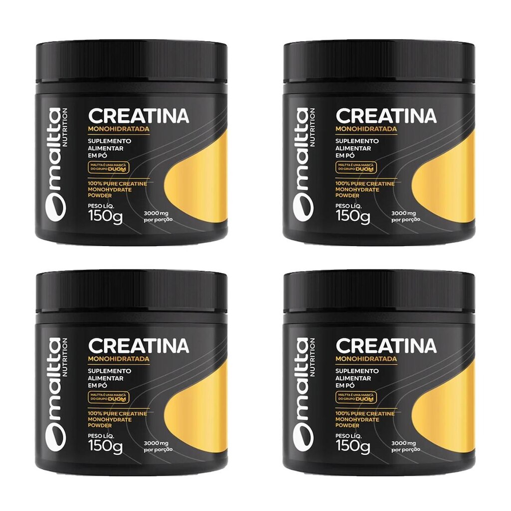 Kit 4 Creatina Monohidratada em pó Sem sabor 4x150g Maltta