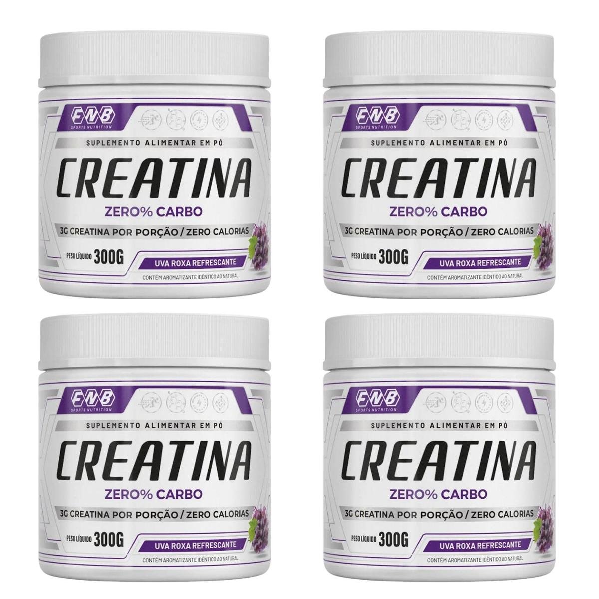 Kit 4 Creatinas em Pó Zero Carbo 4x300g Sabor Uva Roxa FNB Sports Nutrition
