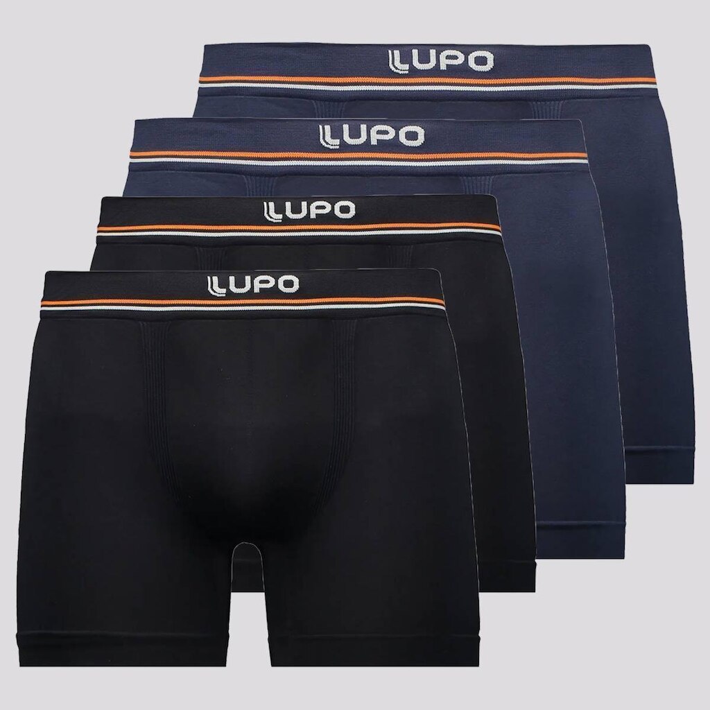 Kit 4 Cuecas Boxer Lupo Marinho e Preta