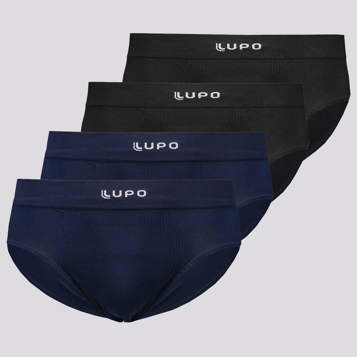 Kit 4 Cuecas Slip Lupo Micromodal Marinho e Preta Menor preço em Kit 4 Cuecas Slip Lupo Micromodal Marinho e Preta