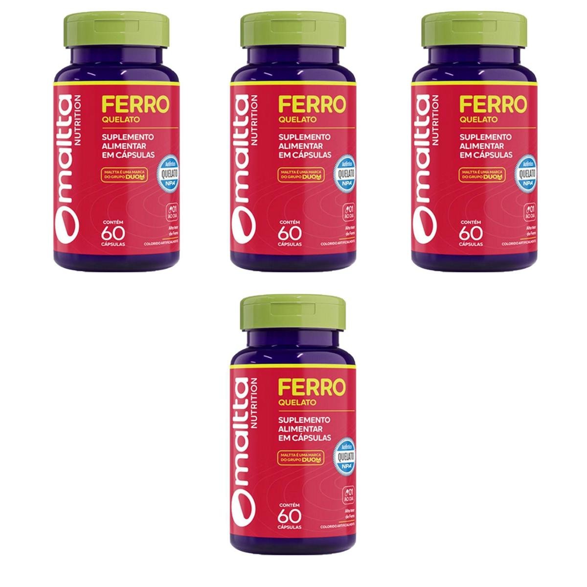 Kit 4 Ferro 4x60 cápsulas Maltta