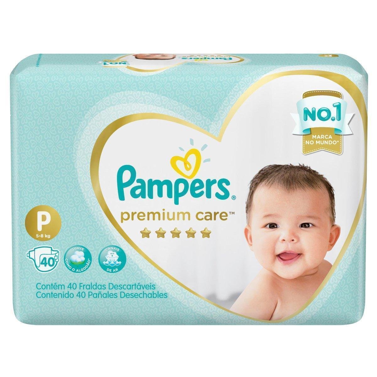 Kit 4 Fralda Pampers Premium Care Nova Mega Tamanho P 160 Unidades