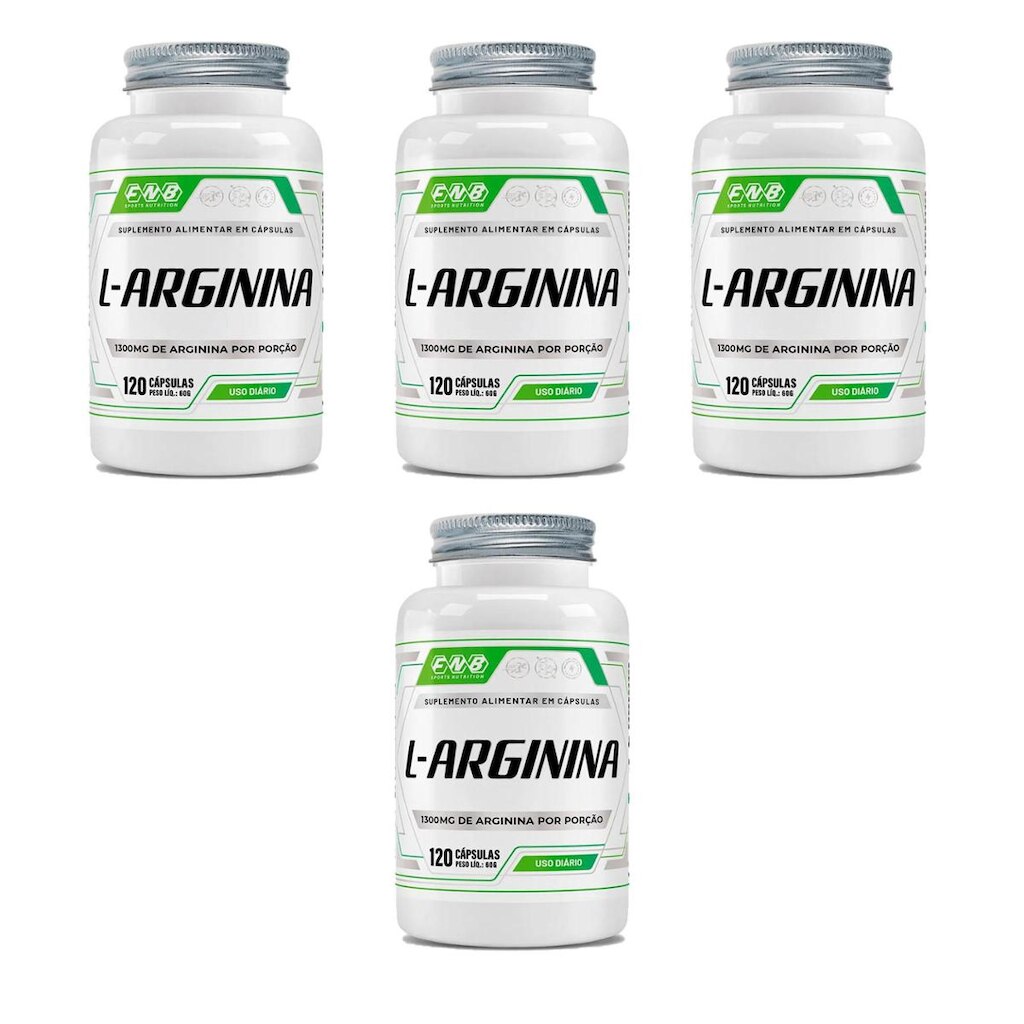 Kit 4 L-Arginina FNB 1300mg 4x120 cápsulas Flora Nativa