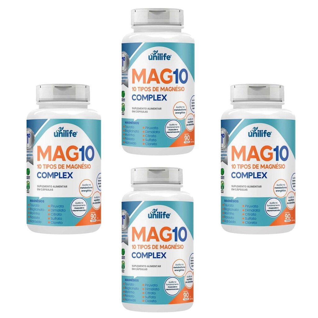Kit 4 Mag 10 Complex 10 Magnésios 4x90 caps Unilife