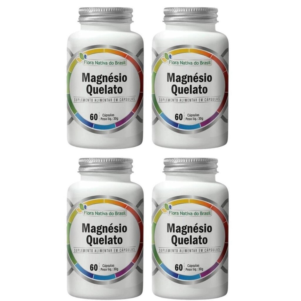 Kit 4 Magnésio Quelato 60 Caps de 500mg FNB + 1 Curcumim+