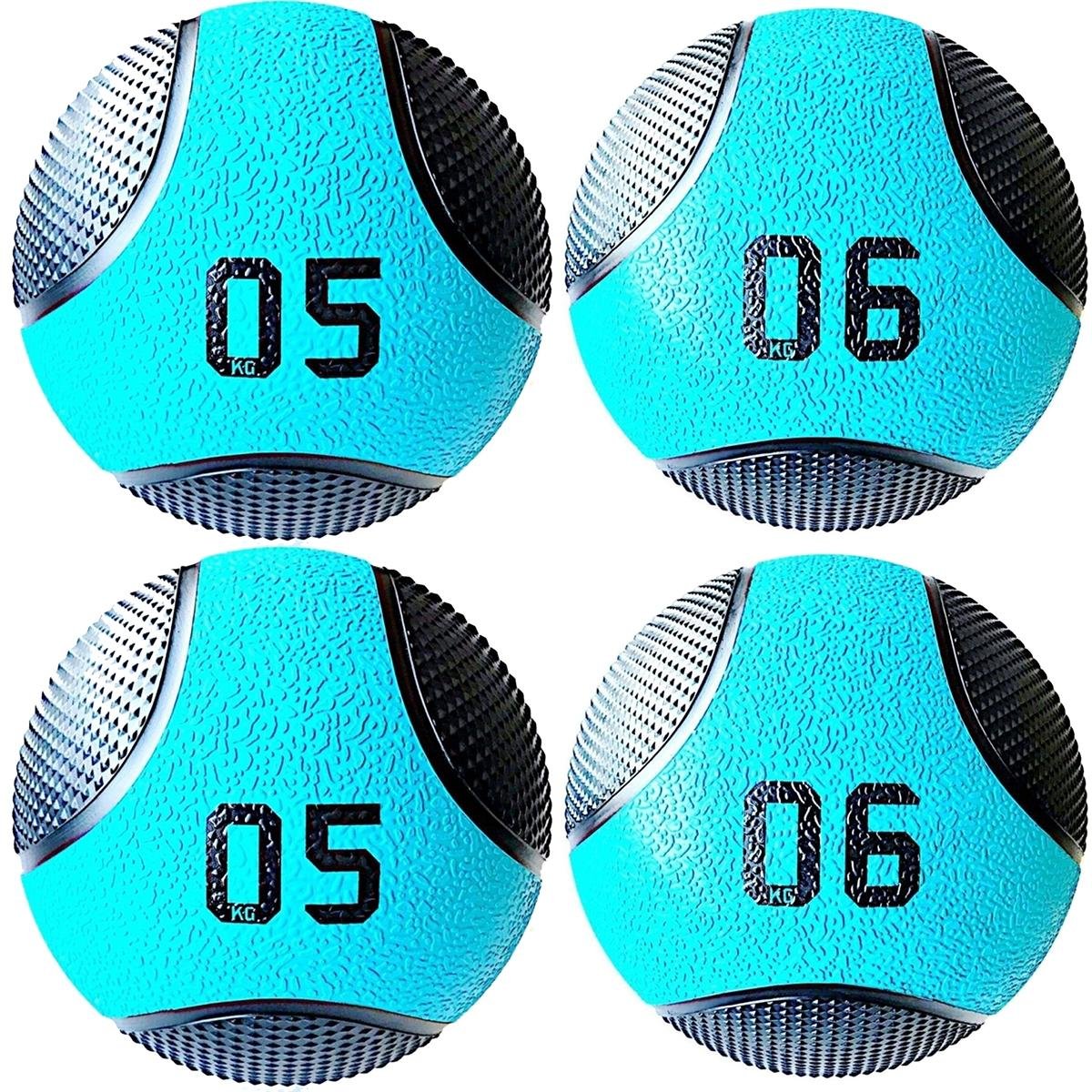Kit 4 Medicine Ball Liveup Pro 5 E 6 Kg Bola De Peso Treino Funcional