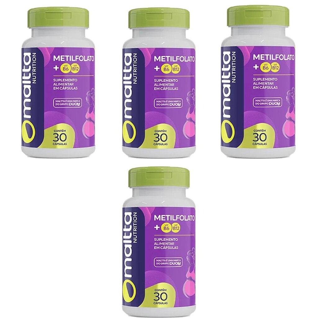 Kit 4 Metilfolato com Vitaminas B6 e B12 4x30 cápsulas Malta