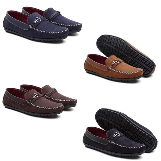Kit 4 Mocassim Drive Masculino Bico Redondo Macio Conforto