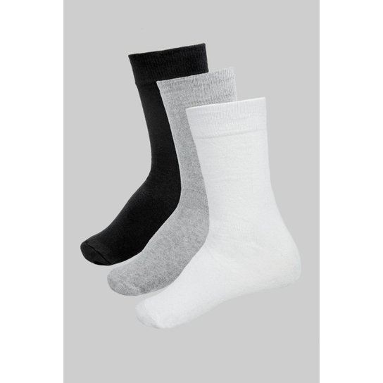 Kit 4 Pares Meias Cano Longo Casual Masculina Algodão Lisa - Sortido Menor preço em Kit 4 Pares Meias Cano Longo Casual Masculina Algodão Lisa - Sortido