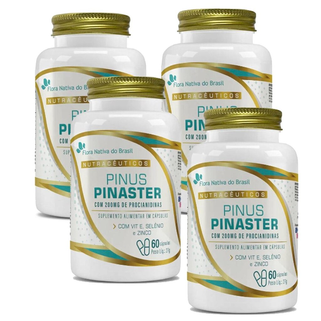 KIt 4 Pinus Pinaster 200mg de Procianidinas 4x60 cps Flora Nativa