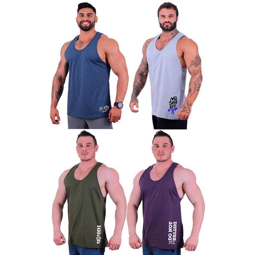 Kit 4 Regata Cavada Masculina MXD Estampada No DaysOff Big Gym