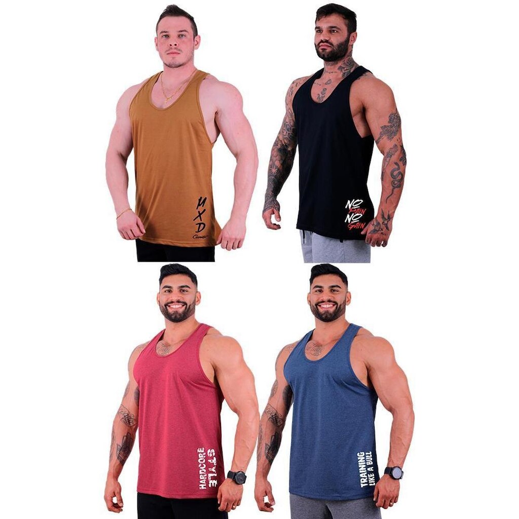 Kit 4 Regata Cavada Masculina MXD Estampada No DaysOff Big Gym
