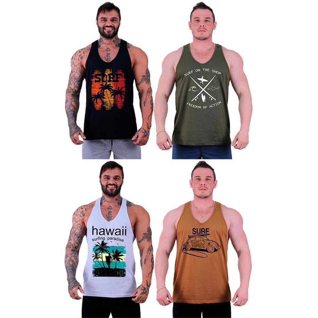 Kit 4 Regata Cavada Masculina MXD SURF Prancha Praia