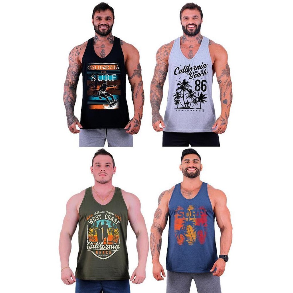 Kit 4 Regata Cavada Masculina MXD SURF Prancha Praia
