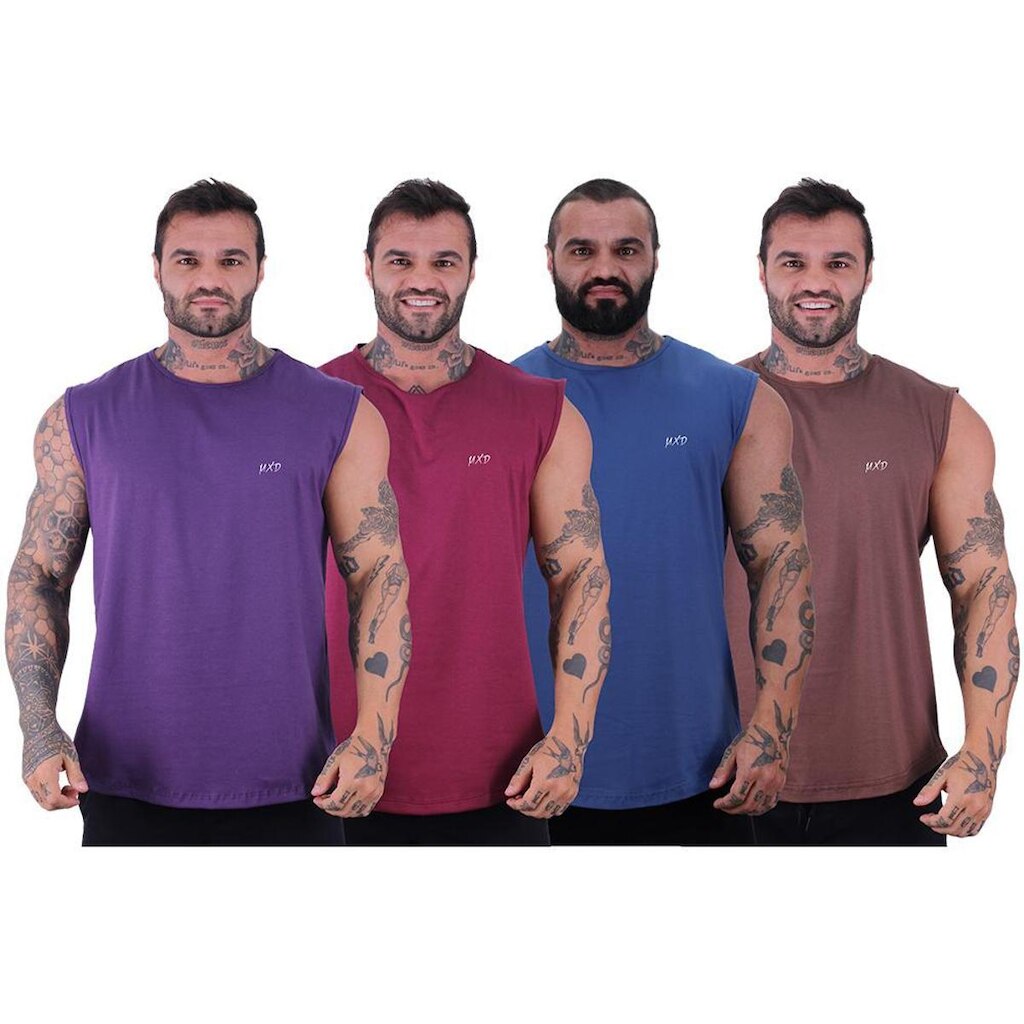 Kit 4 Regata Machão Longline Estilo Básico MXDConceito Grife