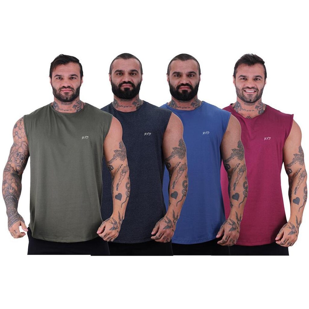 Kit 4 Regata Machão Longline Estilo Básico MXDConceito Grife