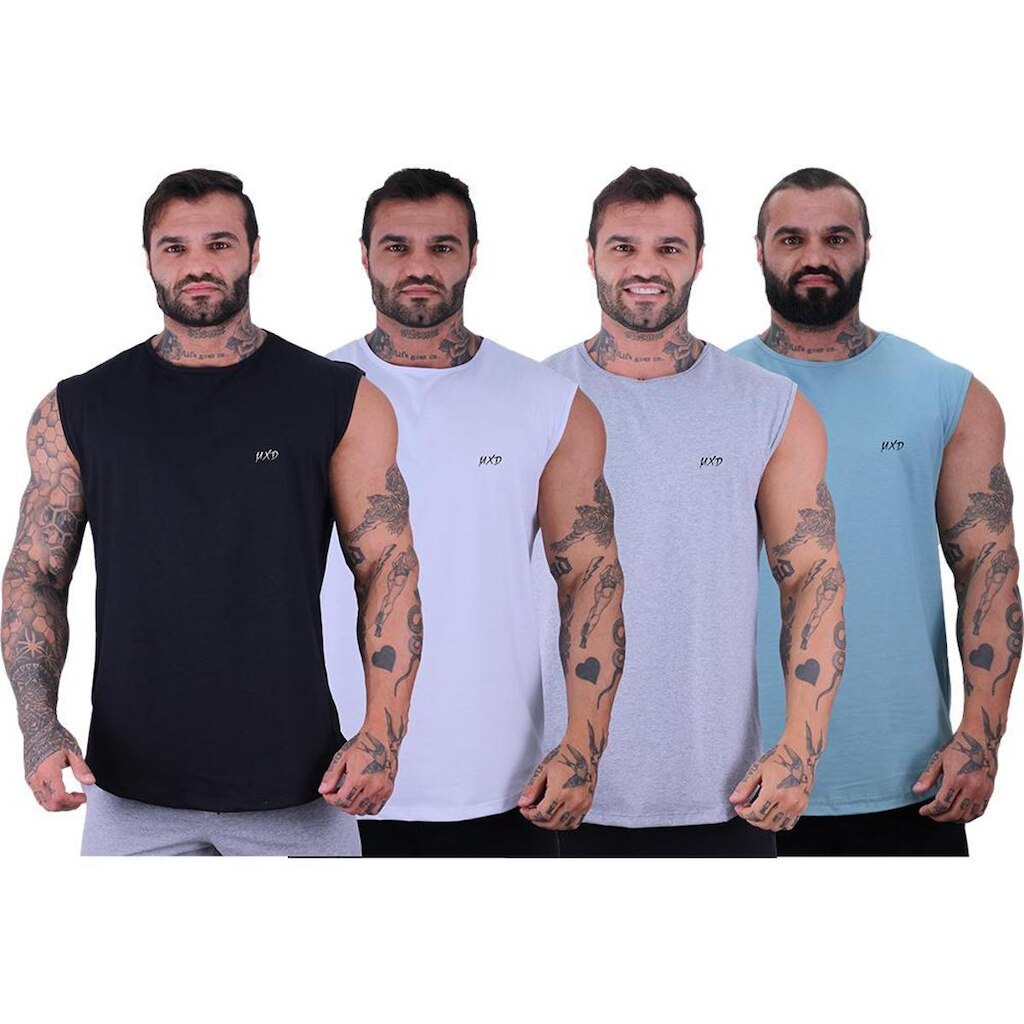 Kit 4 Regata Machão Longline Estilo Básico MXDConceito Grife