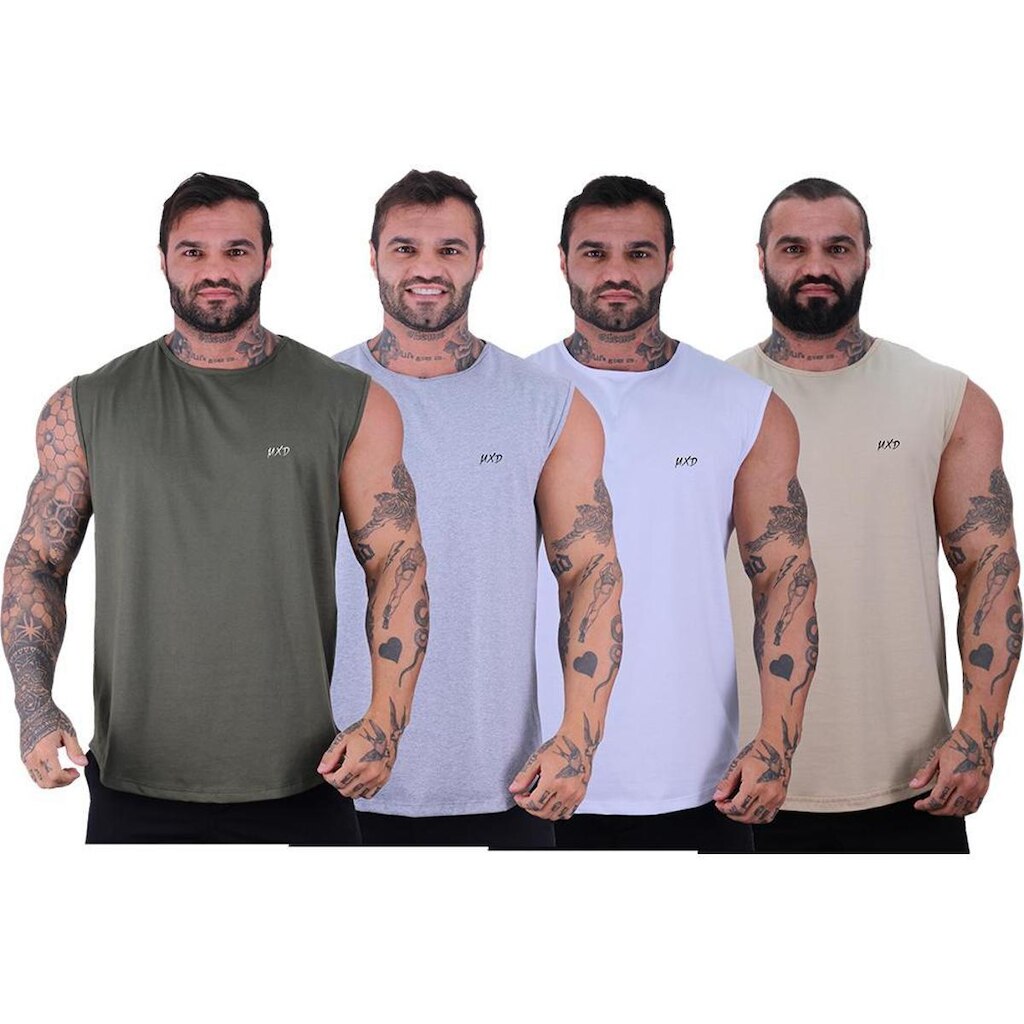 Kit 4 Regata Machão Longline Estilo Básico MXDConceito Grife