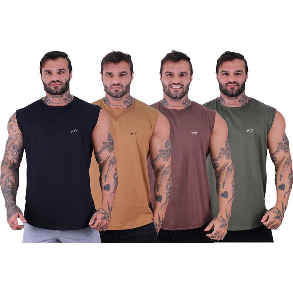 Kit 4 Regata Machão Longline Estilo Básico MXDConceito Grife